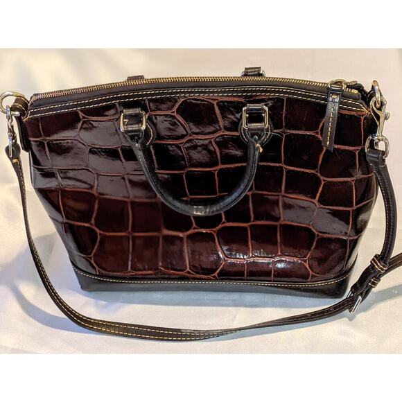 Dooney & Bourke Dillen Crocodile Bag Double Pocket Leather Satchel Reptile - Picture 6 of 14